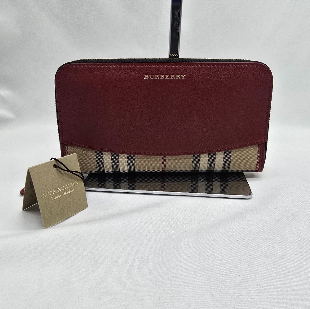Burberry Red and Black Zip Wallet